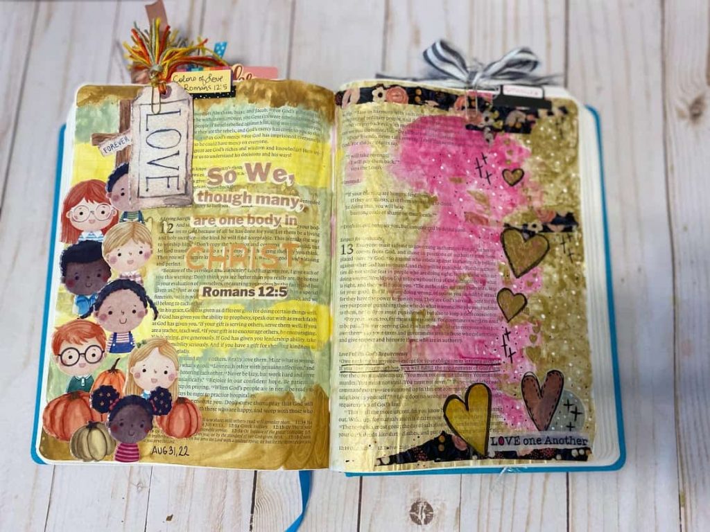 Romans 12-5 Bible Journaling Page - Colors of Love - Creative Jesus Girl