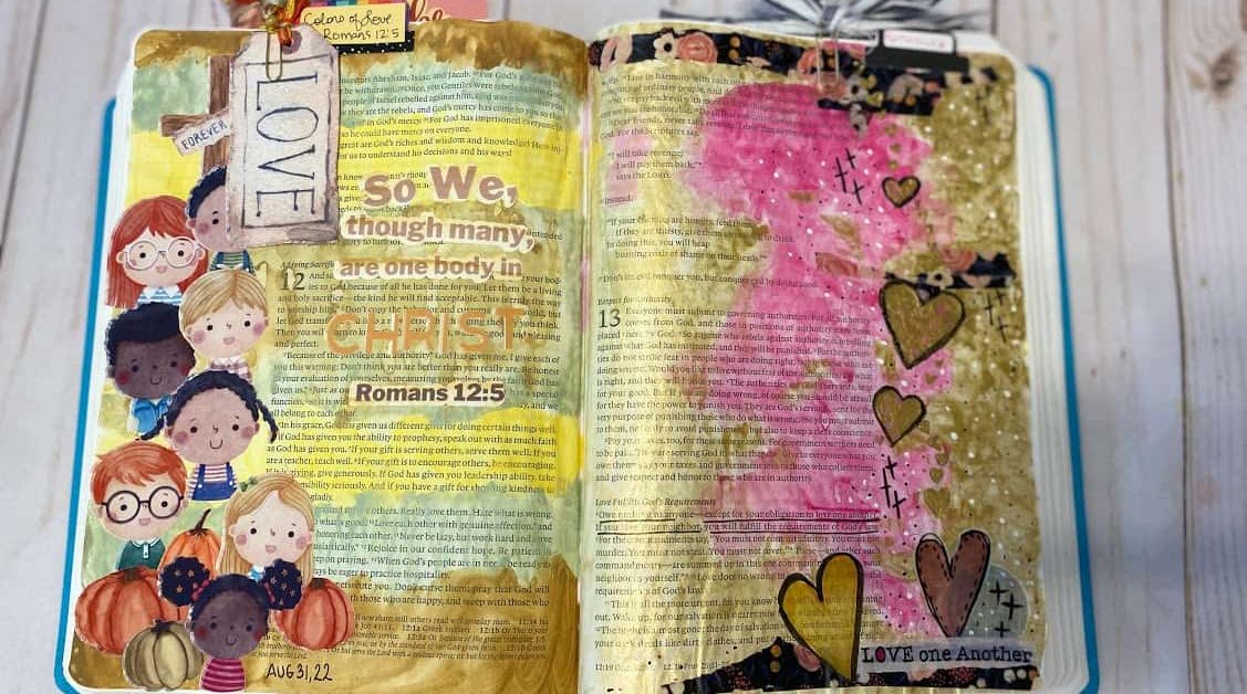 Romans 12-5 Bible Journaling Page - Colors of Love - Creative Jesus Girl