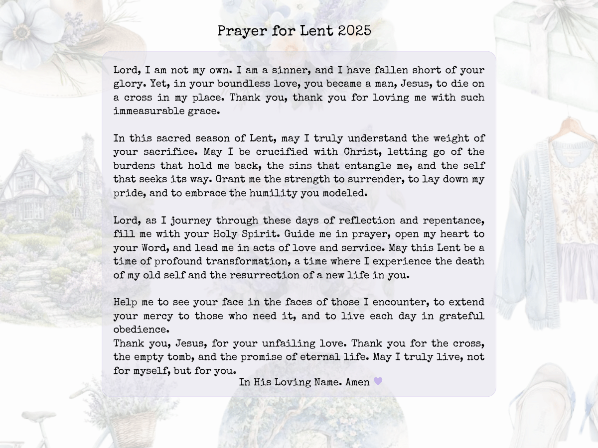 Printable Prayer for Lent 2025 - Creative Faith - Creative Jesus Girl - Creative Resources