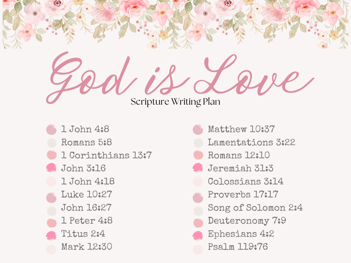 Free Creative Resources - Scripture Plans - Creative Jesus Girl - God is Love writing plan - Creative Faith 